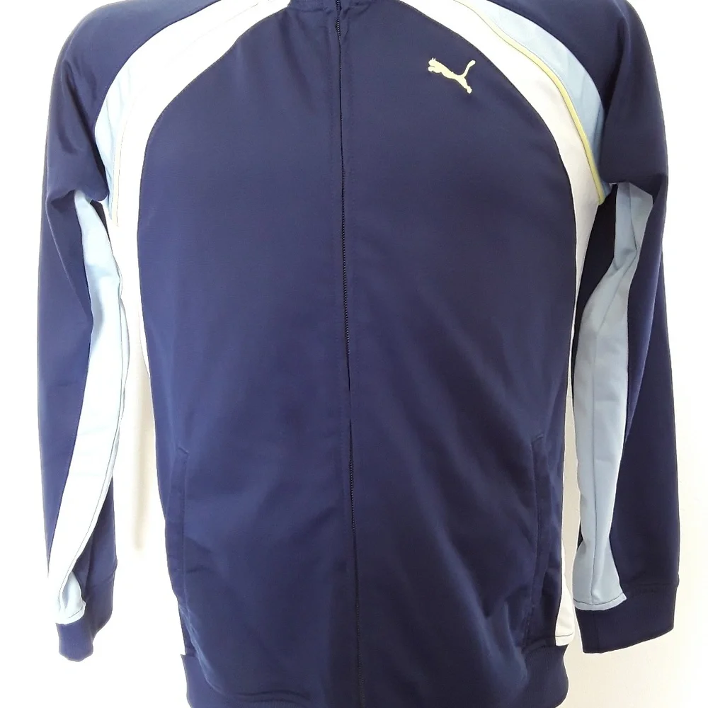 Puma boys sport blue jacket full zipper size L